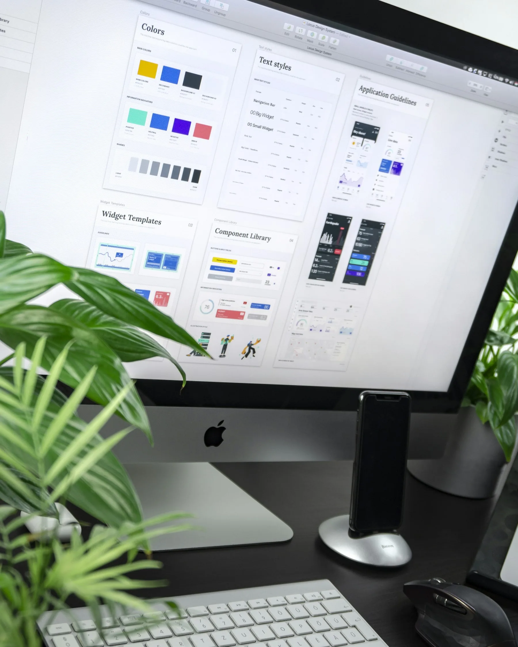 A website design system displayed on a desktop screen